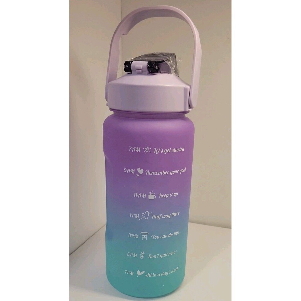 42oz Motivational Water Bottle Purple & Teal w/PopTop Lid & Handle, Fast Shipp